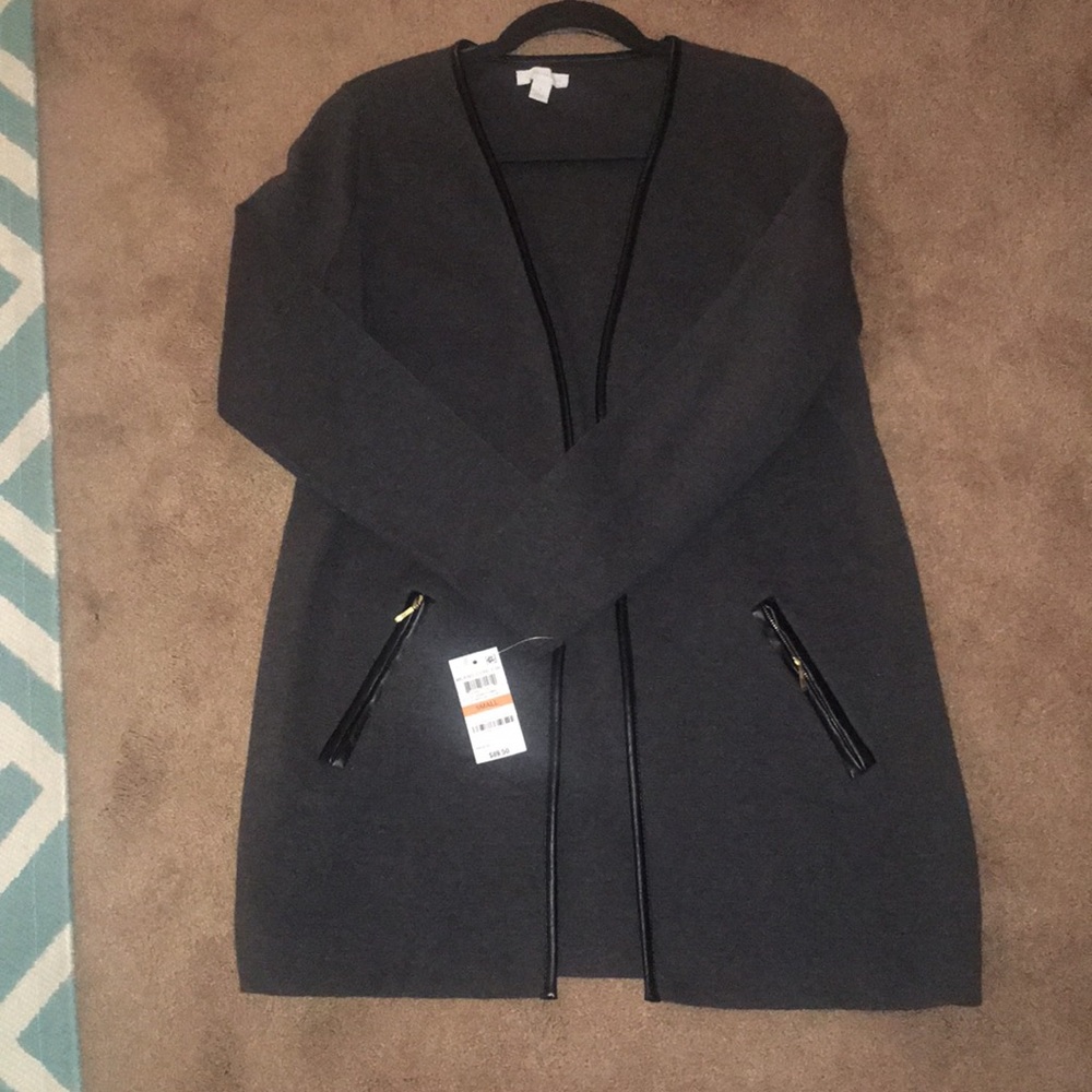 Sweater Charter Club with leather trim NWT